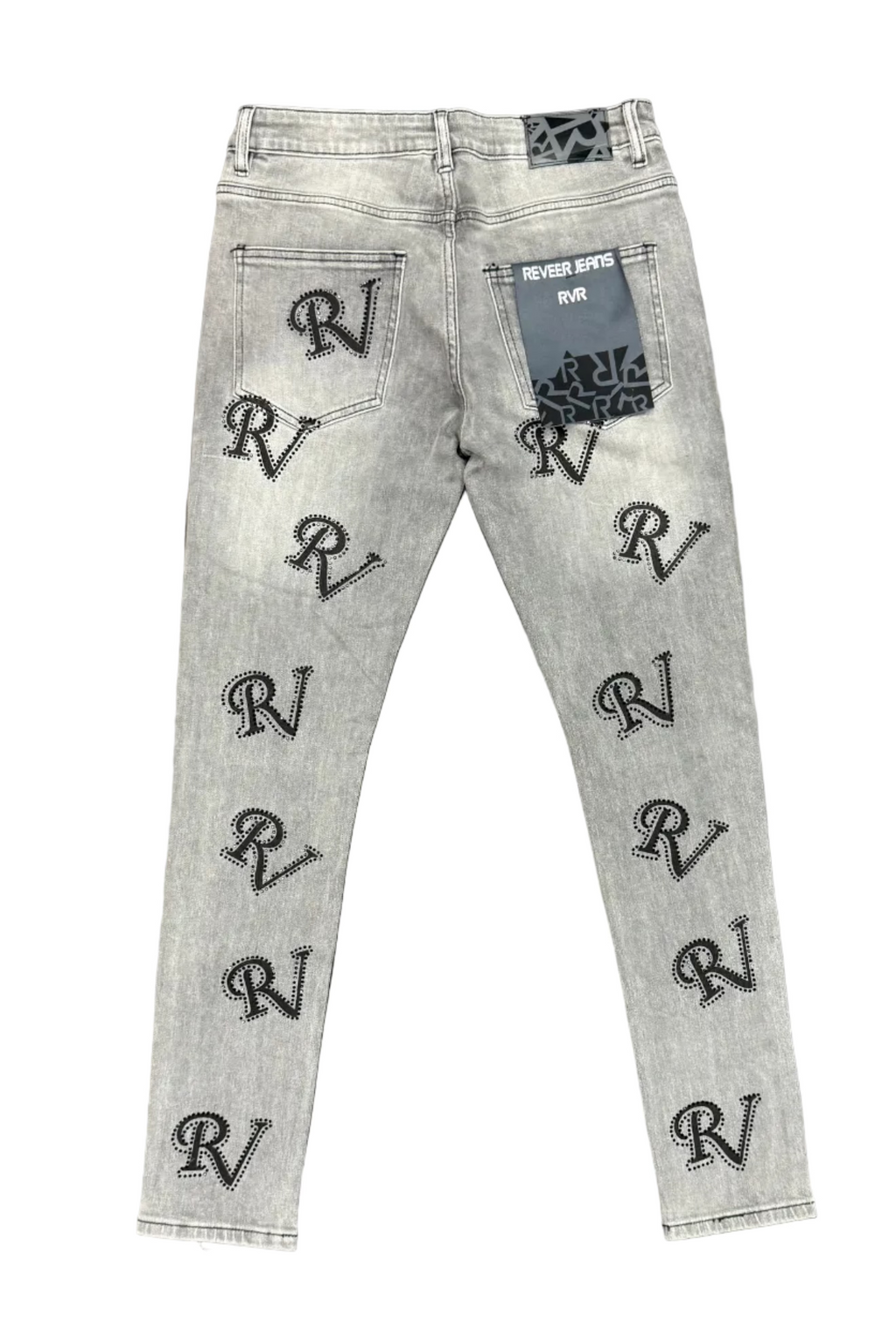 Reveer Monogram Rhinestone Jeans Grey