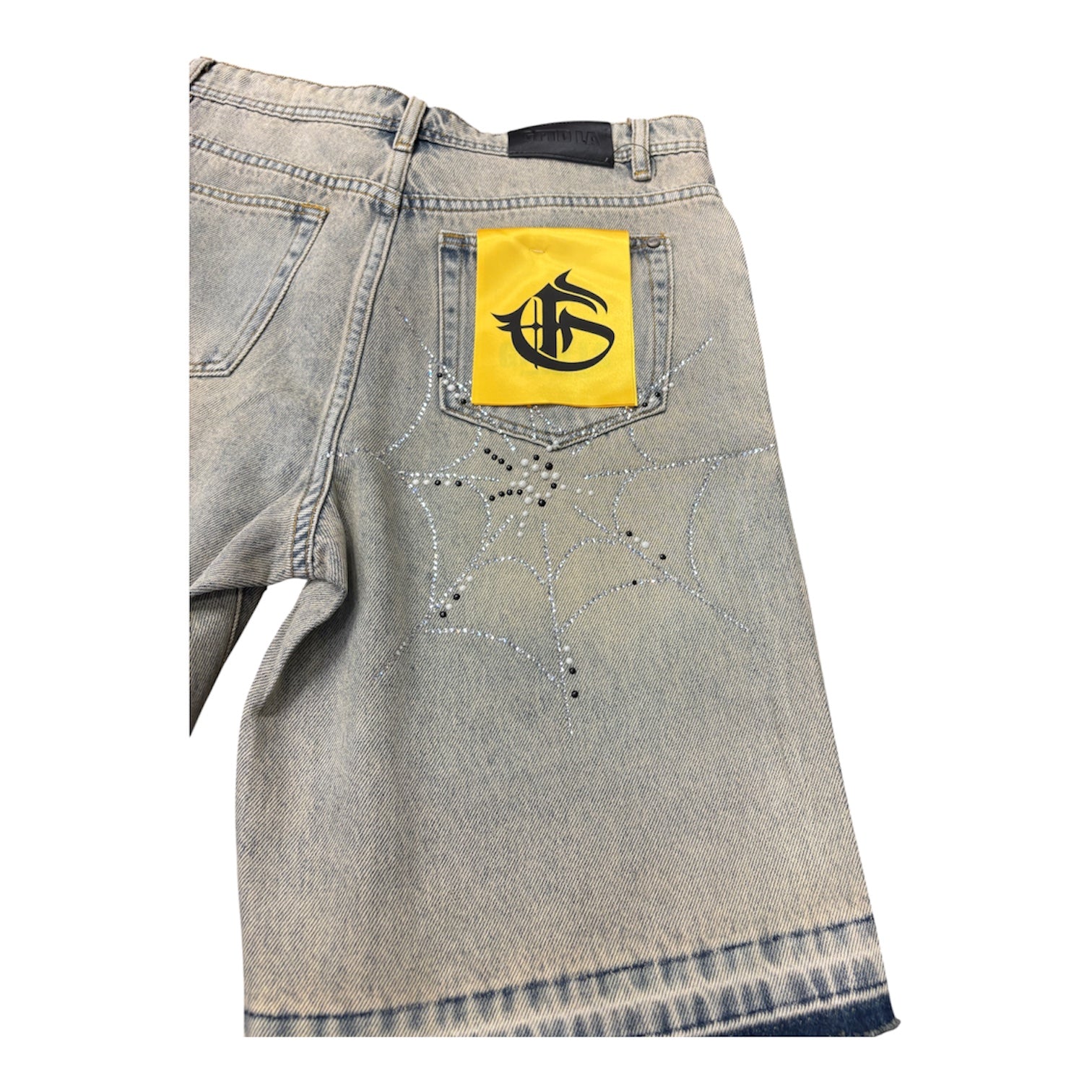 GFTD LA LACE WEB DENIM SHORTS