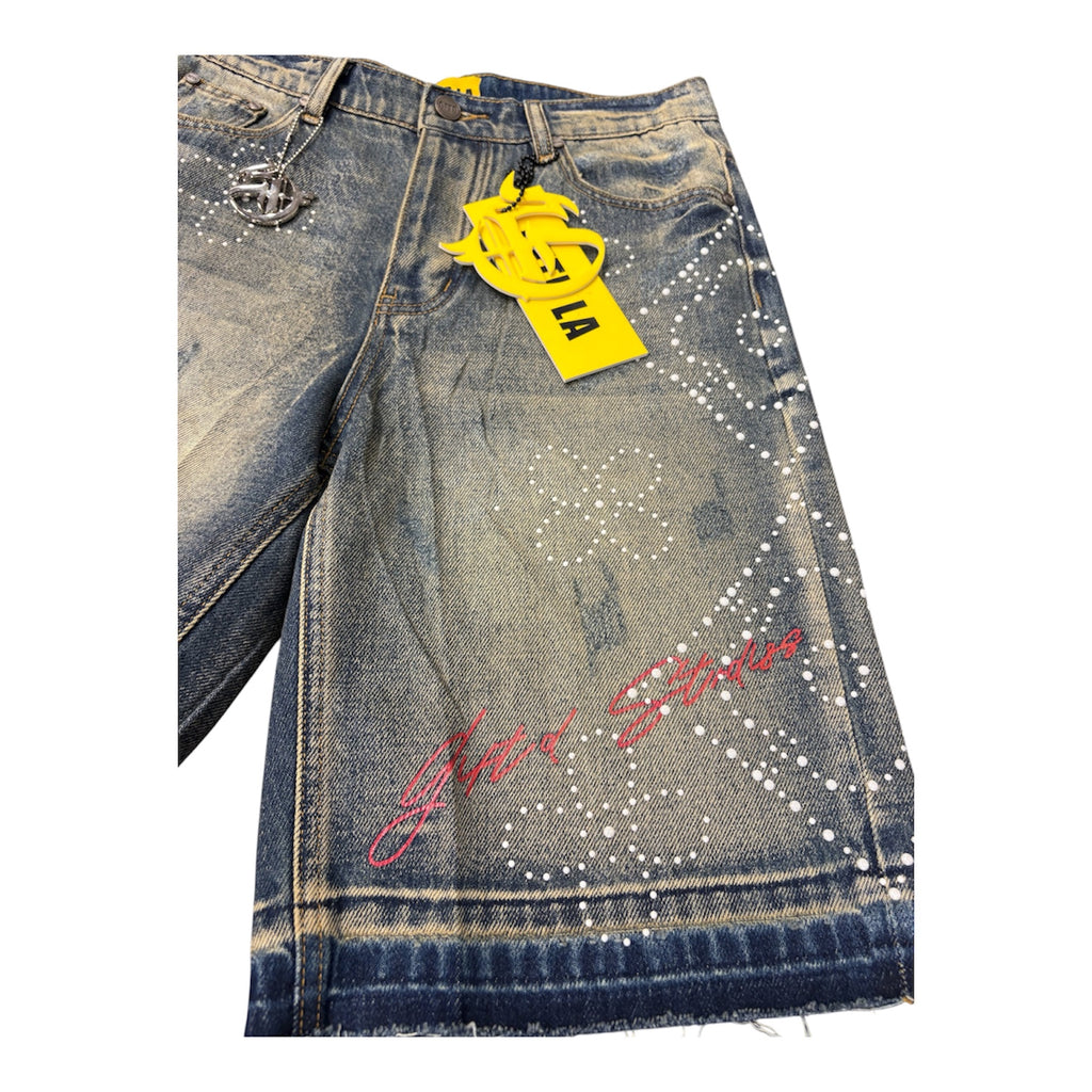 GFTD LA RHINESTONE DENIM SHORTS