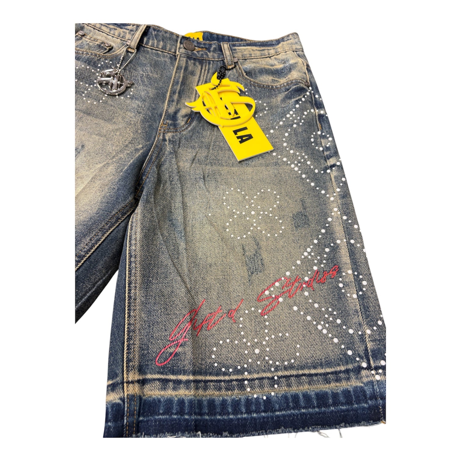 GFTD LA RHINESTONE DENIM SHORTS