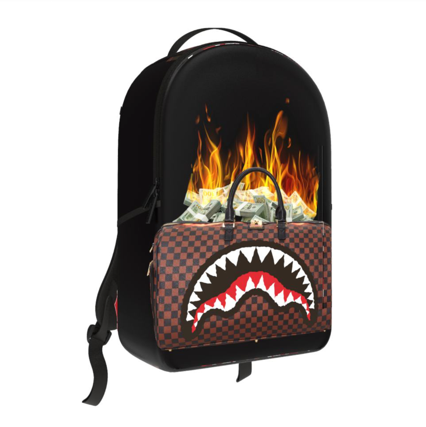 BAG OF MONEY ON FIRE BACKPACK