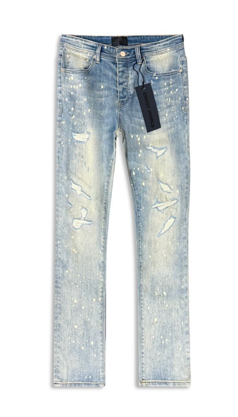GHST WRLD Static" Skinny Jeans – Bleach Wash