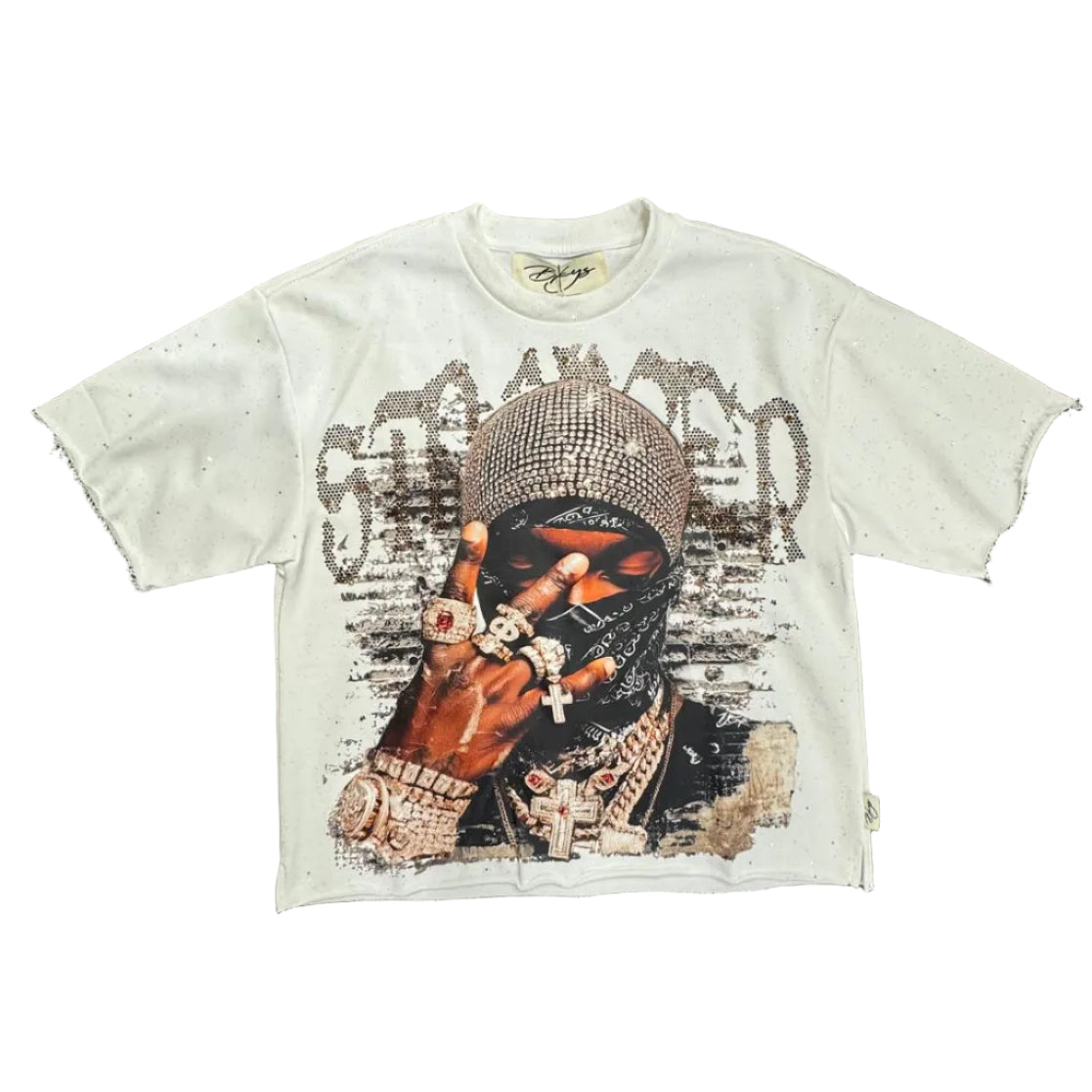 BKYS "Iced Out" Cropped T-Shirt – White