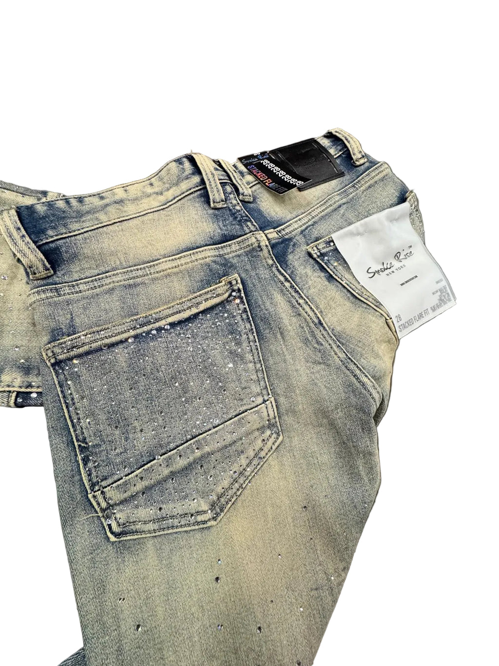 Smoke Rise Stacked Flare Rhinestone Jeans