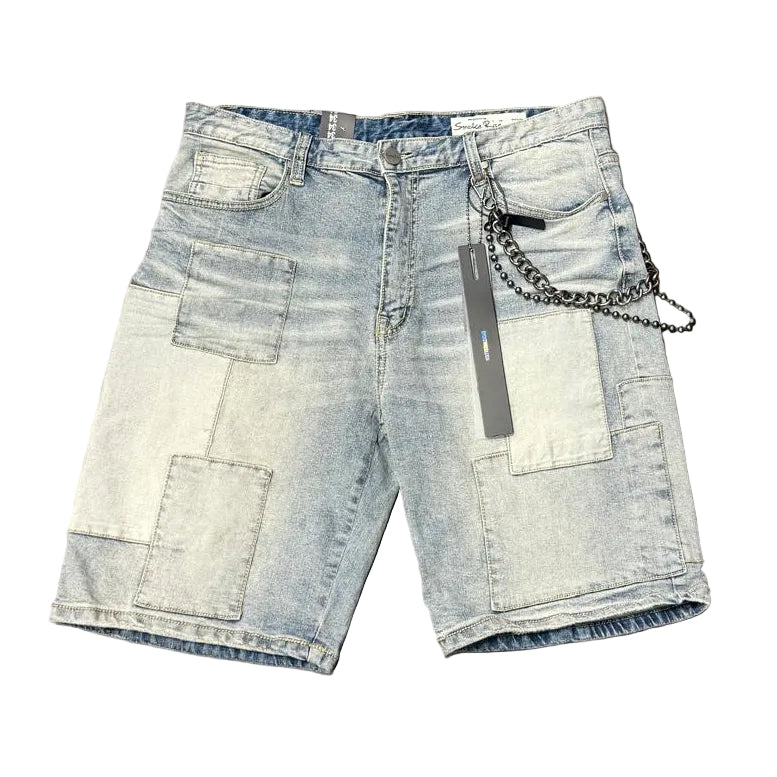 Smoke Rise Patchwork Denim Shorts