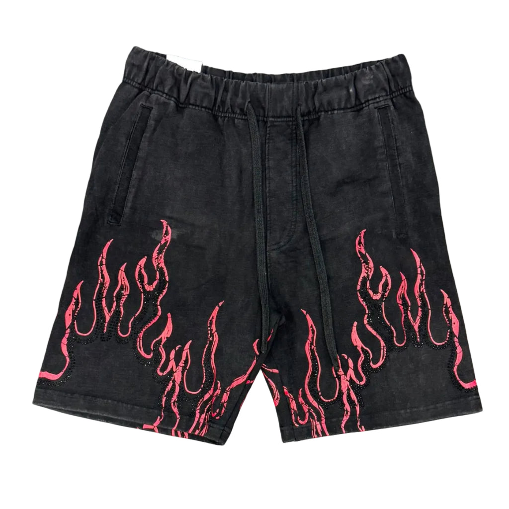 Rebel Minds "Saint Flames" Washed Black Shorts
