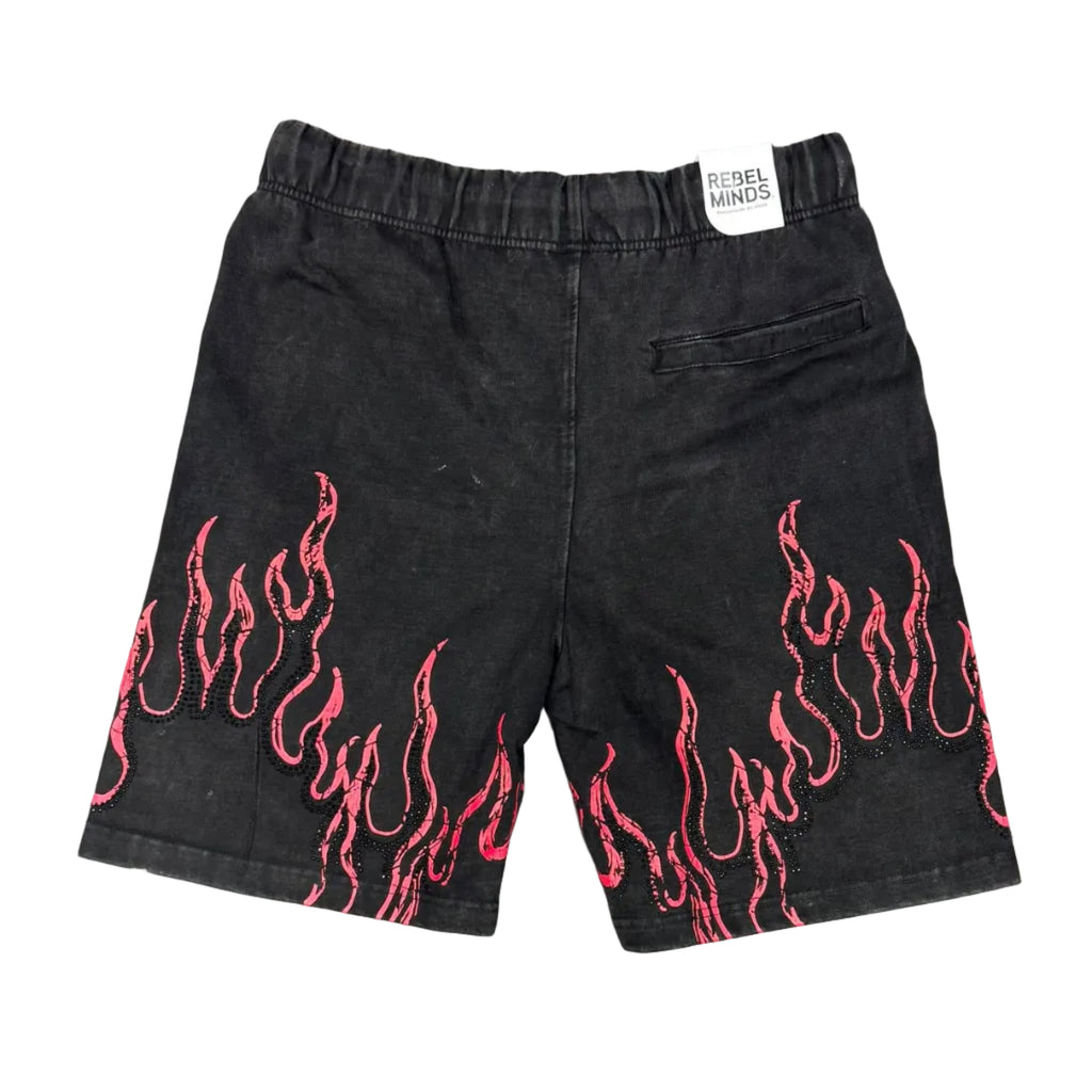 Rebel Minds "Saint Flames" Washed Black Shorts