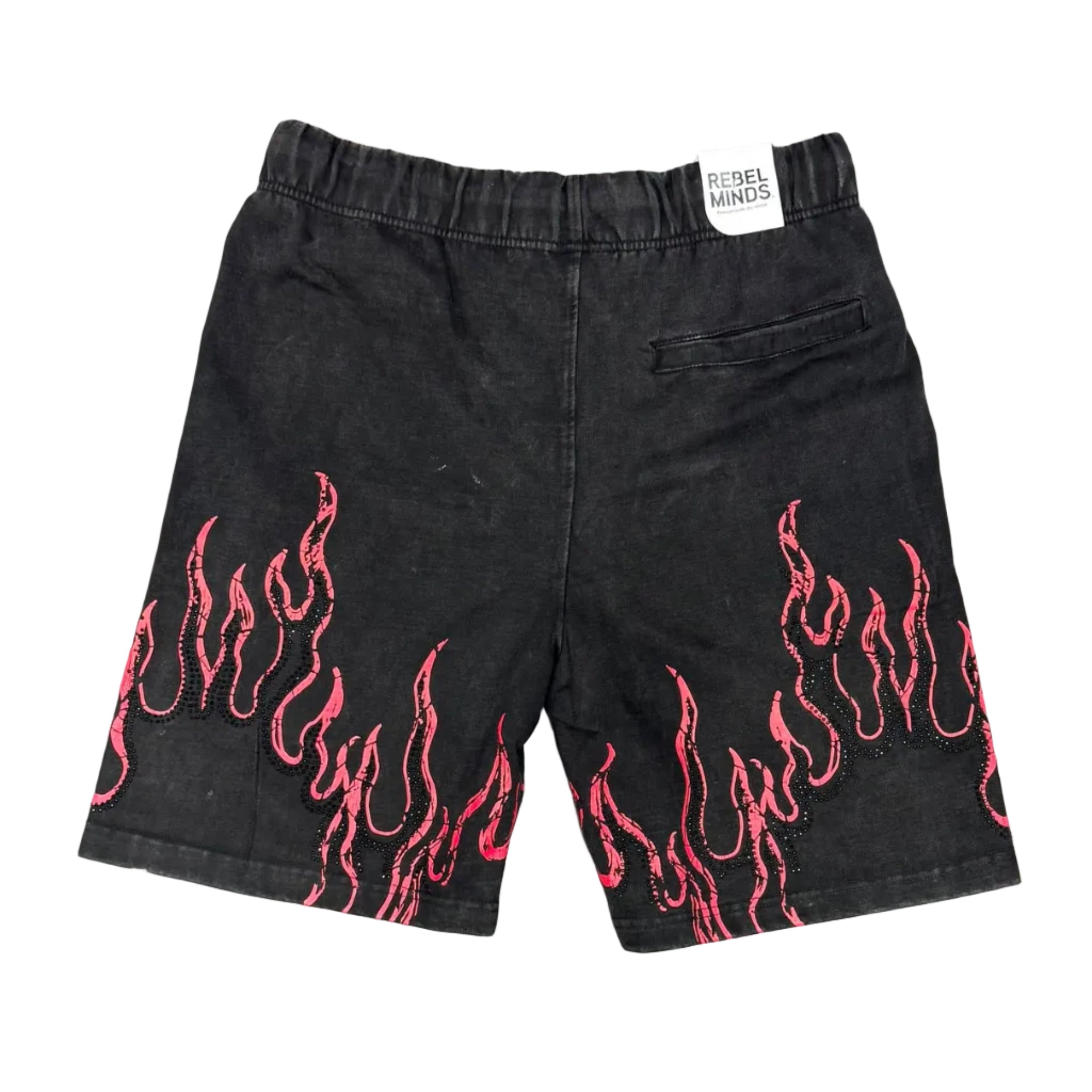 Rebel Minds "Saint Flames" Washed Black Shorts